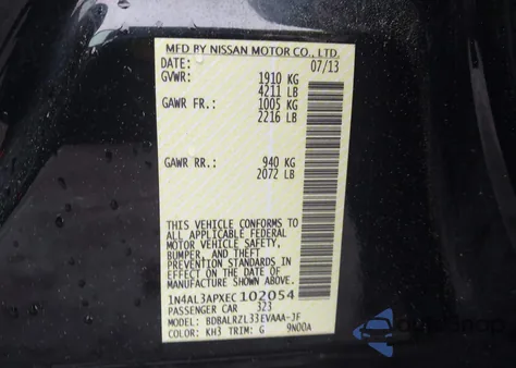 2014 Nissan Altima 2.5 S z USA, uszkodzony, nr VIN 1N4AL3APXEC102054